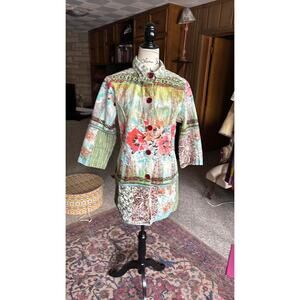 Vintage 90s denim jacket abstract grunge floral